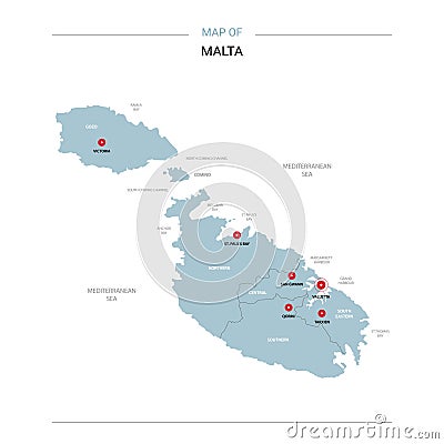 Malta map vector with red pin Vector Illustration