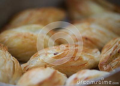 Maltese baking delicacy, pastizzi. Pastizzi, typical street food. Maltese pastas with ricotta and peas. Maltese food Stock Photo