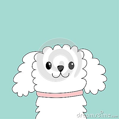 Maltese dog puppy face head. White lapdog. Animal icon set. Cute kawaii cartoon funny character. Pet animal collection. Adopt Vector Illustration