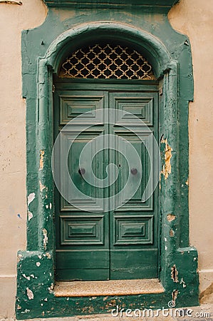 Maltese old green door, Malta Stock Photo