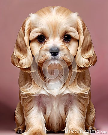 Maltese puppy dog portrait illustration Stock Photo