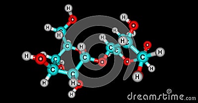 Maltose molecular structure isolated on black Cartoon Illustration