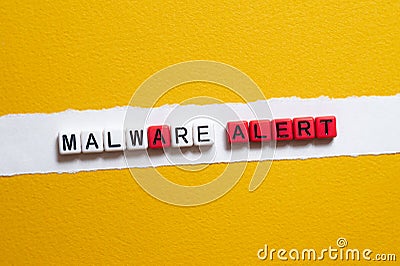 Malware alert - word concept on cubes, text Stock Photo