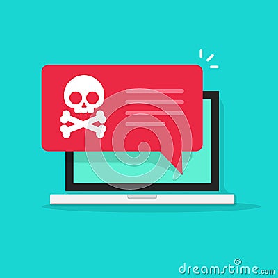 Malware notification on laptop vector, spam data, fraud internet virus Vector Illustration