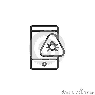 Malware notification on smartphone line icon Vector Illustration