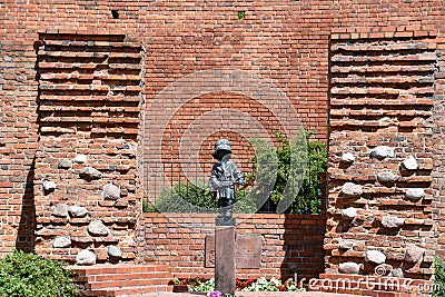 Maly Powstaniec Monument Little Insurrectionist in Warsaw, Poland Editorial Stock Photo