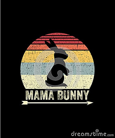 Mama Bunny Retro vintage Style Mothers day T-shirt Design Stock Photo