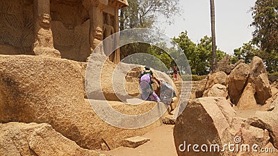 Mahabalipuram the great sclupture sity in sounth Inda Editorial Stock Photo