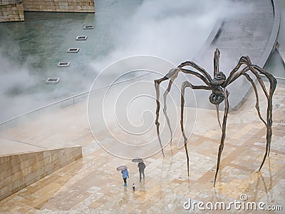 Maman -- a 9 meters hight sculpture of a spider by Louise Bourgeois that rests in front of the Guggenheim Museum Editorial Stock Photo