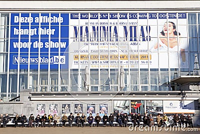 Mamma Mia advert, Ostend, Beglium Editorial Stock Photo