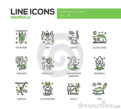 Mammals - line design icons set Vector Illustration