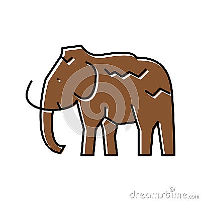 mammoth animal color icon vector illustration Vector Illustration