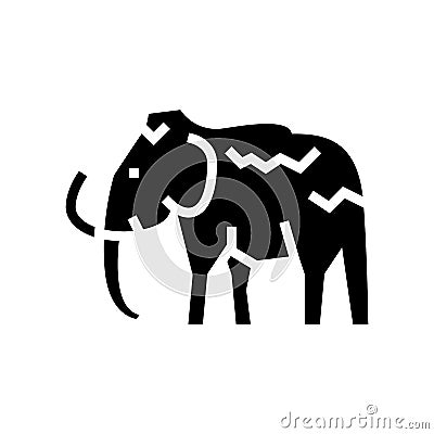 mammoth animal glyph icon vector illustration Cartoon Illustration