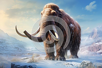 Mammoth animal illustration. Generate Ai Cartoon Illustration