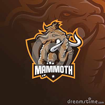 Mammoth elephant mascot logo design vector with modern illustration concept style for badge, emblem and tshirt printing. mammoth Vector Illustration