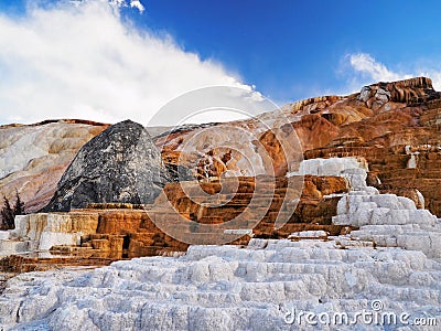 Mammoth Hot Springs Terrace in Yellowstone National Park Stock Photo