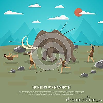 Mammoth Hunting Illustration Vector Illustration