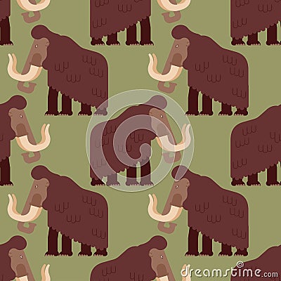 Mammoth pattern seamless. Prehistoric elephant background. Giant Vector Illustration