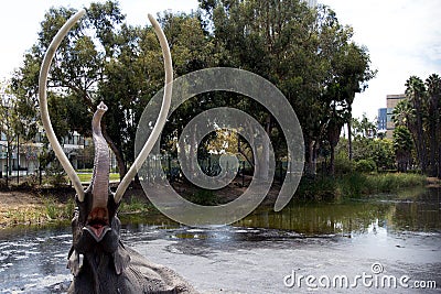 Mammoth sculpture at the La Brea Tar Pits Stock Photo