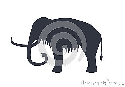 Mammoth Silhouette Isolated on White Background Vector Illustration