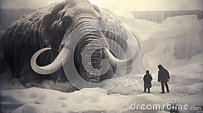 Mammoth In The Snow: A Stunning Artwork Inspired By Anton Semenov Stock Photo