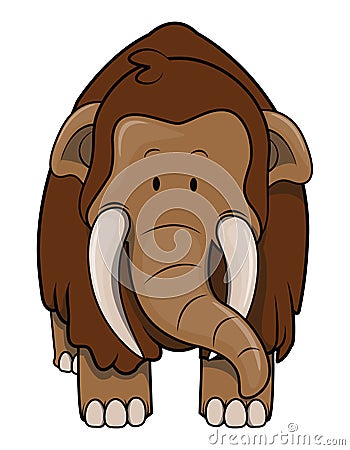 Mammoth With Straight Hair Cartoon Color Illustration Vector Illustration