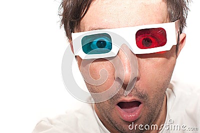 Man with 3D glasses Stock Photo