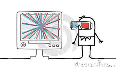 Man with 3D glasses Vector Illustration