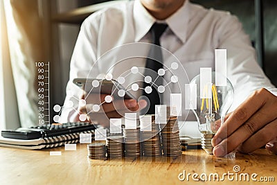 Idea saving energy and accounting finance concept Stock Photo