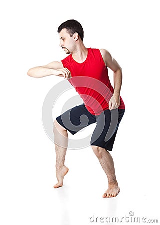 Man is an acrobat Stock Photo