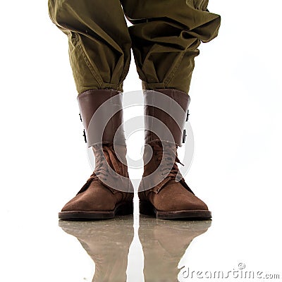 Man actor in military uniform of American tankman of World War II Stock Photo