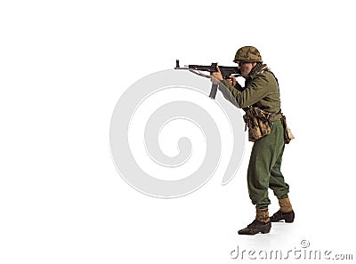 Man actor in the movie role of an old military man WWII Stock Photo