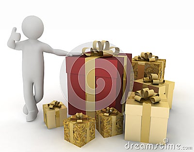 Man advertises gifts to the holiday Cartoon Illustration