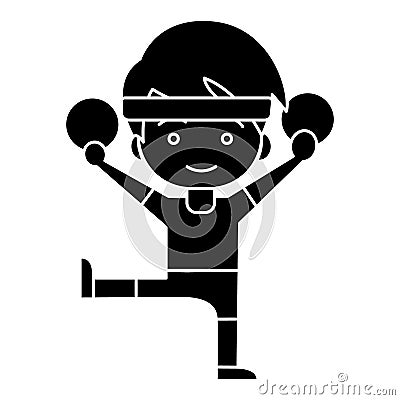 Man aerobics - workout - gymnastics rings icon, vector illustration, black sign on isolated background Vector Illustration