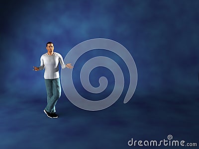 Man alone computer render Stock Photo