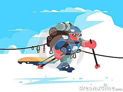Man alpinist character Cartoon Illustration