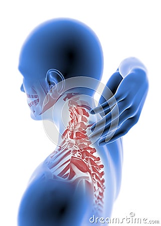 Man anatomy neck pain Stock Photo