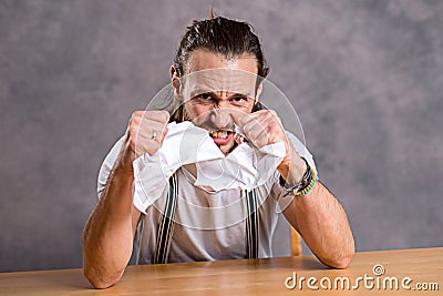 Man is annoyed about a letter Stock Photo