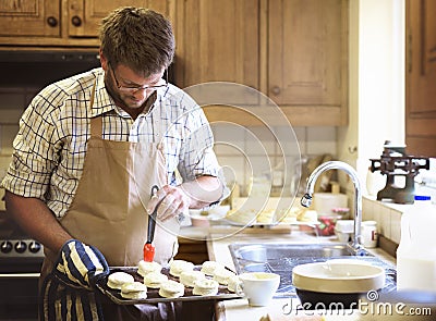 Man Apron Cooking Baking Bakery Concept Stock Photo