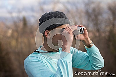 Aqua Binocular Stock Photo