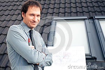 Man architect presenting a project Stock Photo