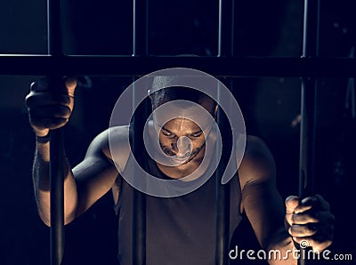 A man arrest in the jail Stock Photo