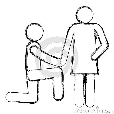 man asking for marriage silhouette Cartoon Illustration