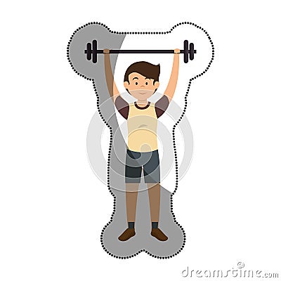 man athlete weight lifting avatar character Cartoon Illustration