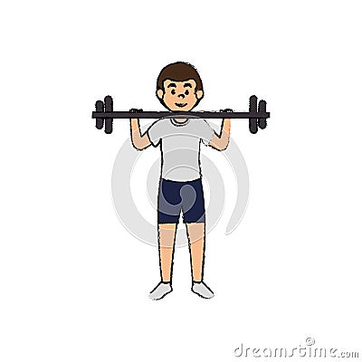 man athlete weight lifting avatar character Cartoon Illustration