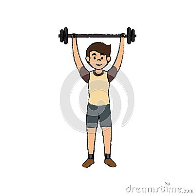 man athlete weight lifting avatar character Cartoon Illustration