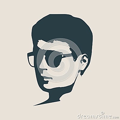 Man avatar half turn view. Male face silhouette Vector Illustration