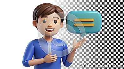 Man avatar with speech bubble, communication, conversation, and digital interaction png transparent image Generative AI Stock Photo