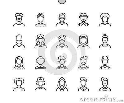 Man avatar Well-crafted Pixel Perfect Vector Thin Line Icons 30 2x Grid for Web Graphics and Apps Vector Illustration