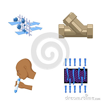 Man, bald, head, hand .Water filtration system set collection icons in cartoon style vector symbol stock illustration Vector Illustration